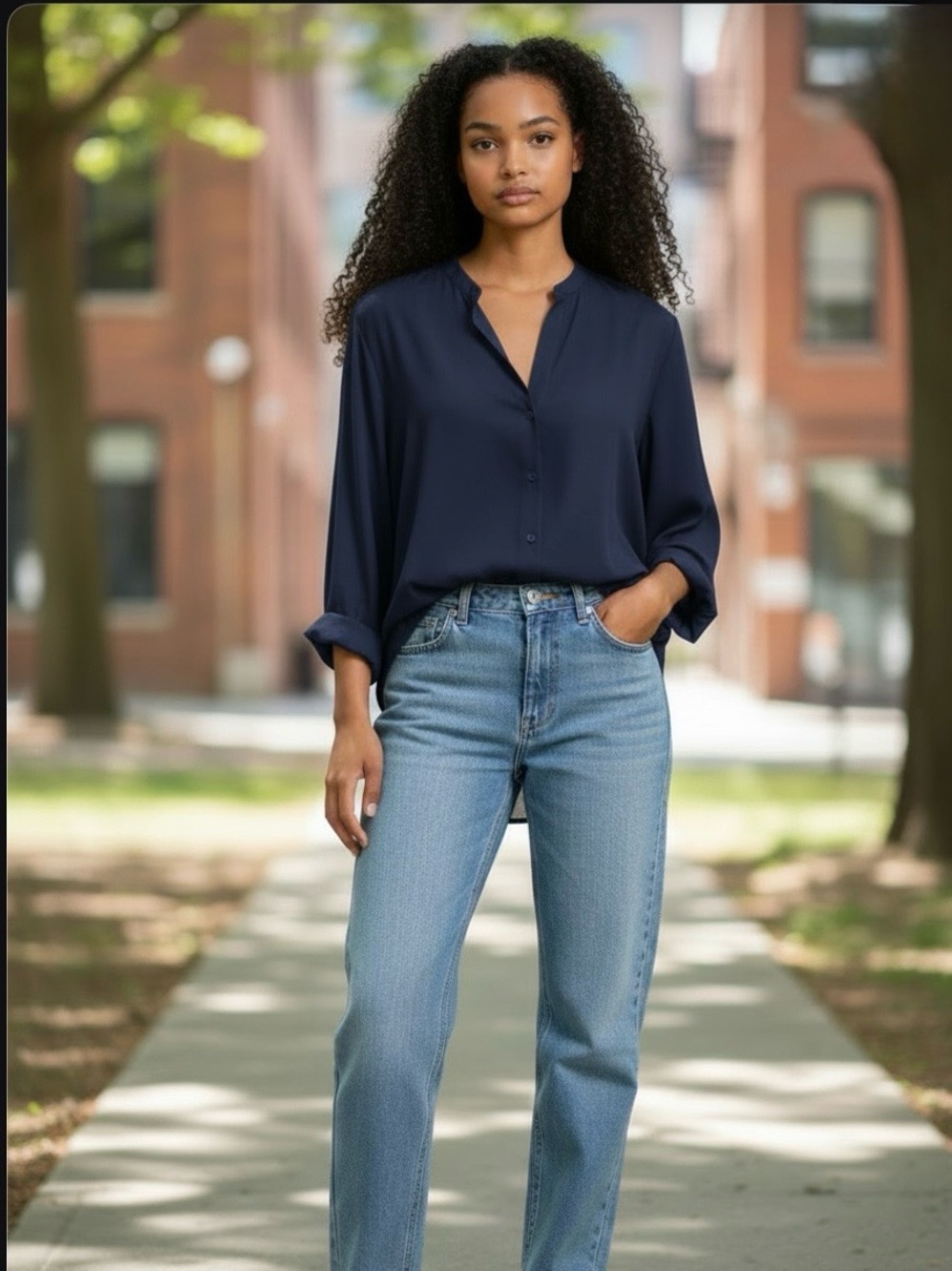 VINCE Silk Navy Blue blouse